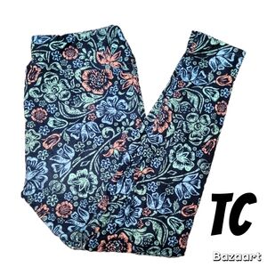 LuLaRoe Floral Patterned Leggings - Black, Green, Blue, Orange